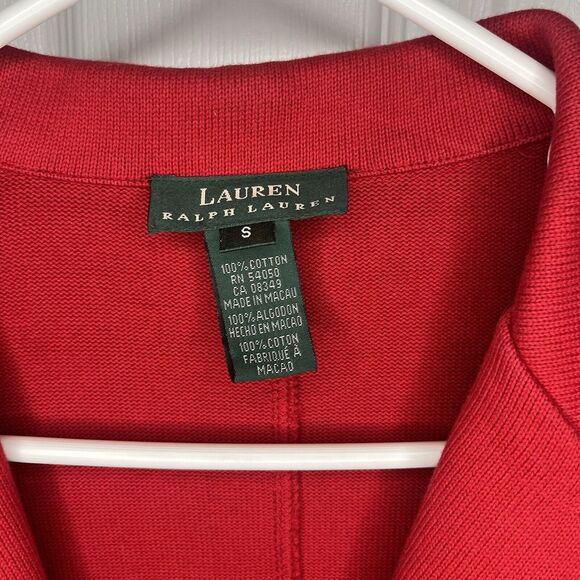 VTG Ralph Lauren LRL Knit Blazer Red Gold Button Crest Women's Small Cotton - Picture 6 of 10